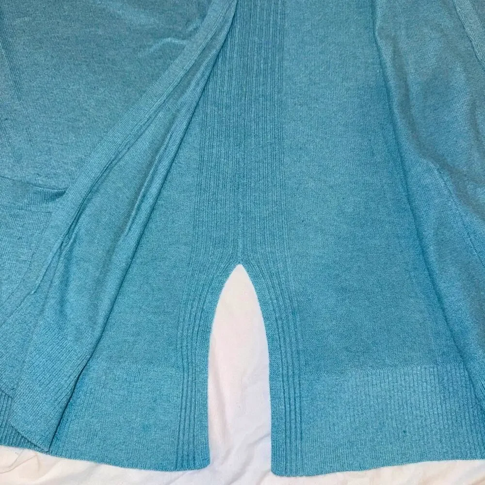 Lou & Grey Long, Soft, Open Cardigan Sweater, in a Blu/Green Sz Medium EUC - Picture 9 of 10